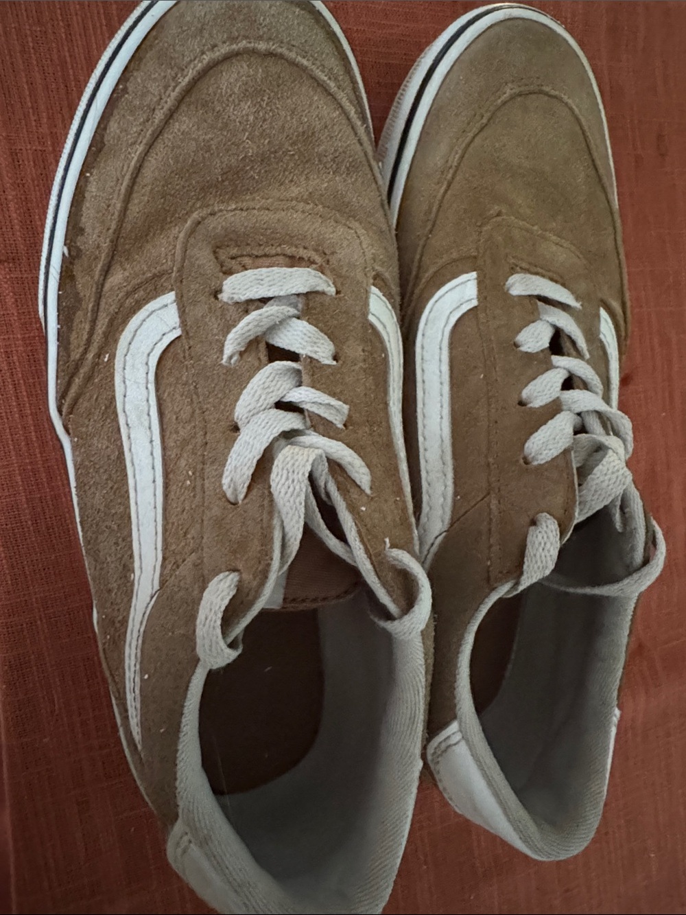 Kid’s Vans Brown Suede Skate Sneakers with White Side Stripe